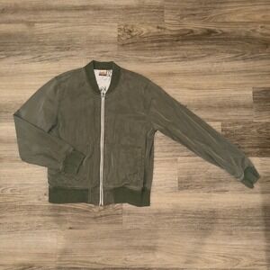 Faherty Reversible Bomber Jacket Olive Palm Print Mens Medium